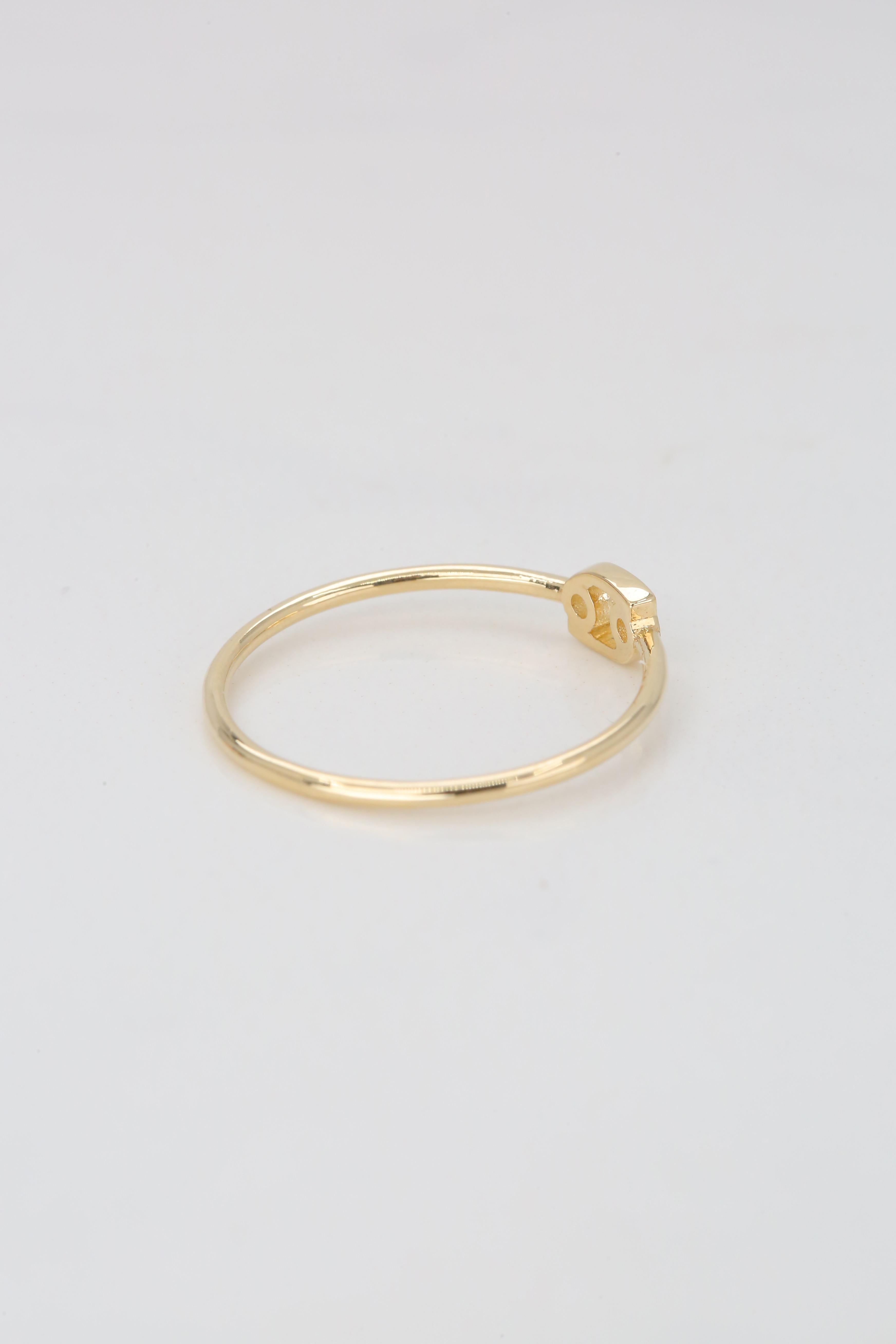 For Sale:  14K Gold Cancer Zodiac Ring, Cancer Sign Zodiac Ring 8