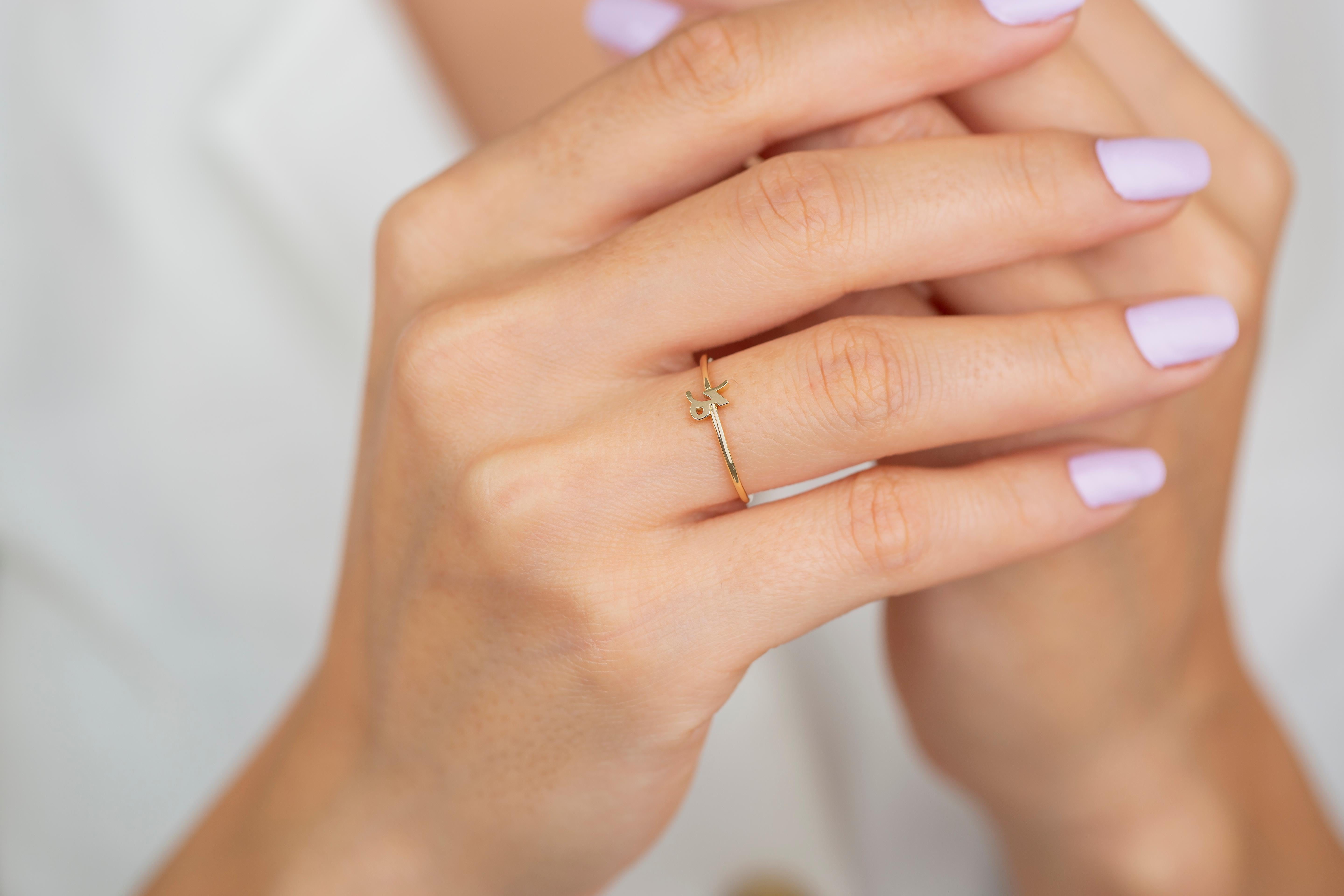 For Sale:  14K Gold Capricorn Ring, Capricorn Sign Gold Ring 2