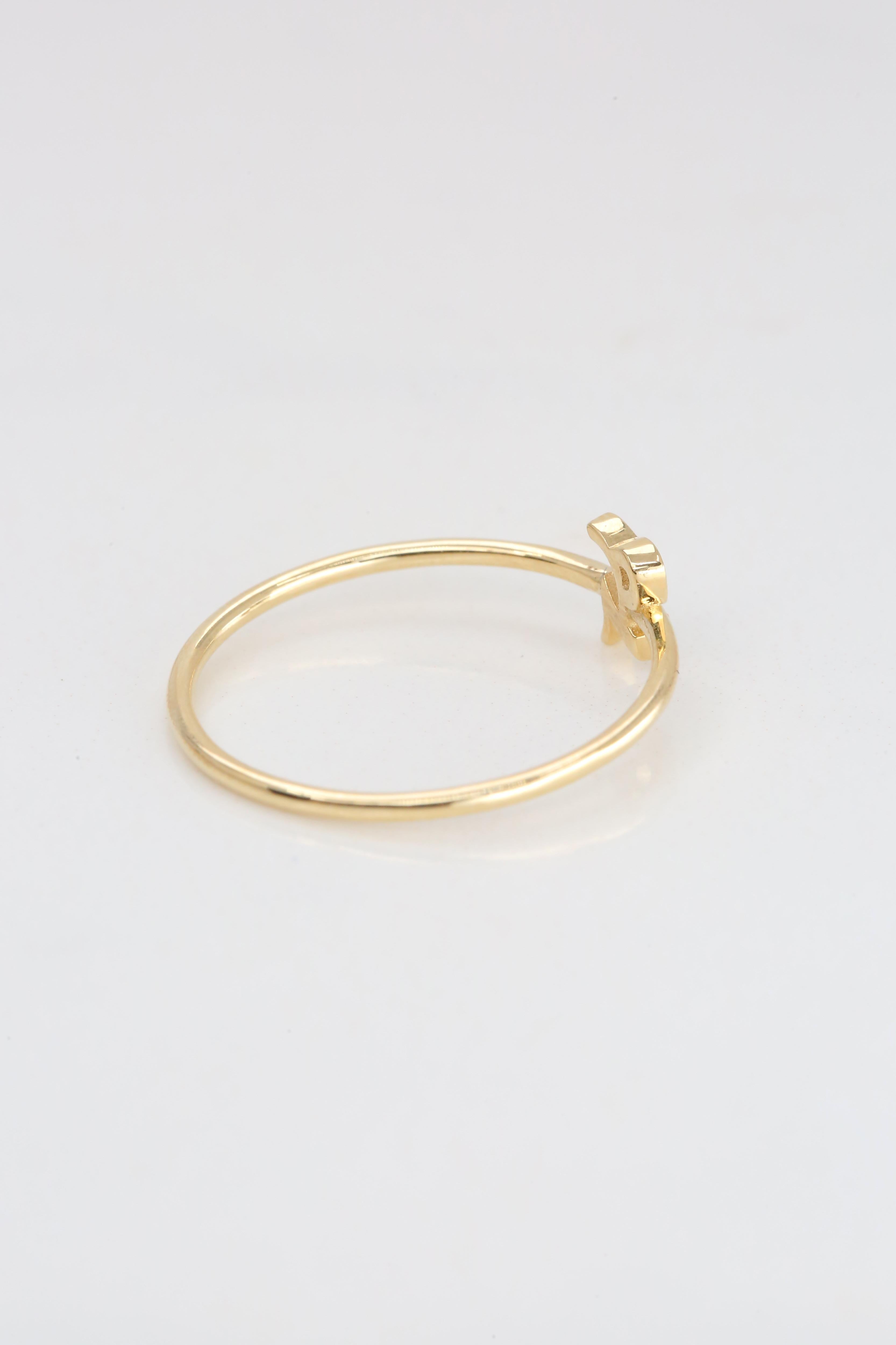 For Sale:  14K Gold Capricorn Ring, Capricorn Sign Gold Ring 7