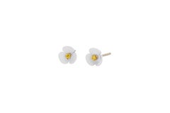 14k gold carved flower earrings studs.