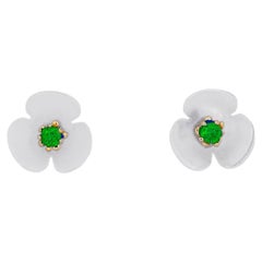 14k gold carved flower earrings studs