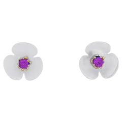 14k gold carved flower earrings studs.