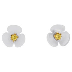 14k gold carved flower earrings studs.