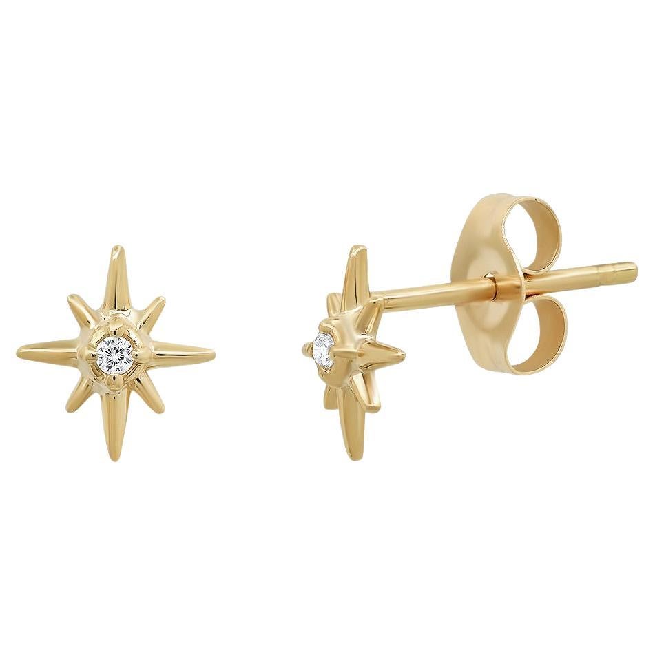 14K Gold "Celestial" Diamond Star Stud Earring