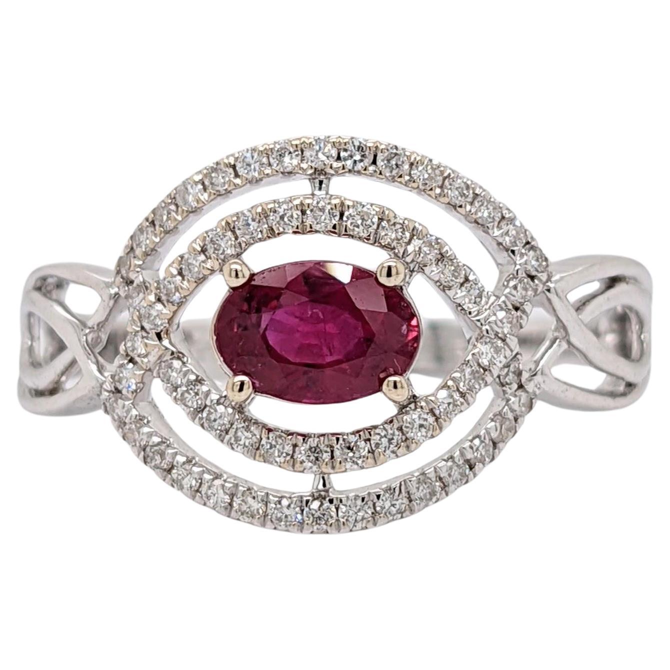 14K Gold keltisch inspiriert Mosambik Rubin und natürliche Diamanten Ring im Angebot