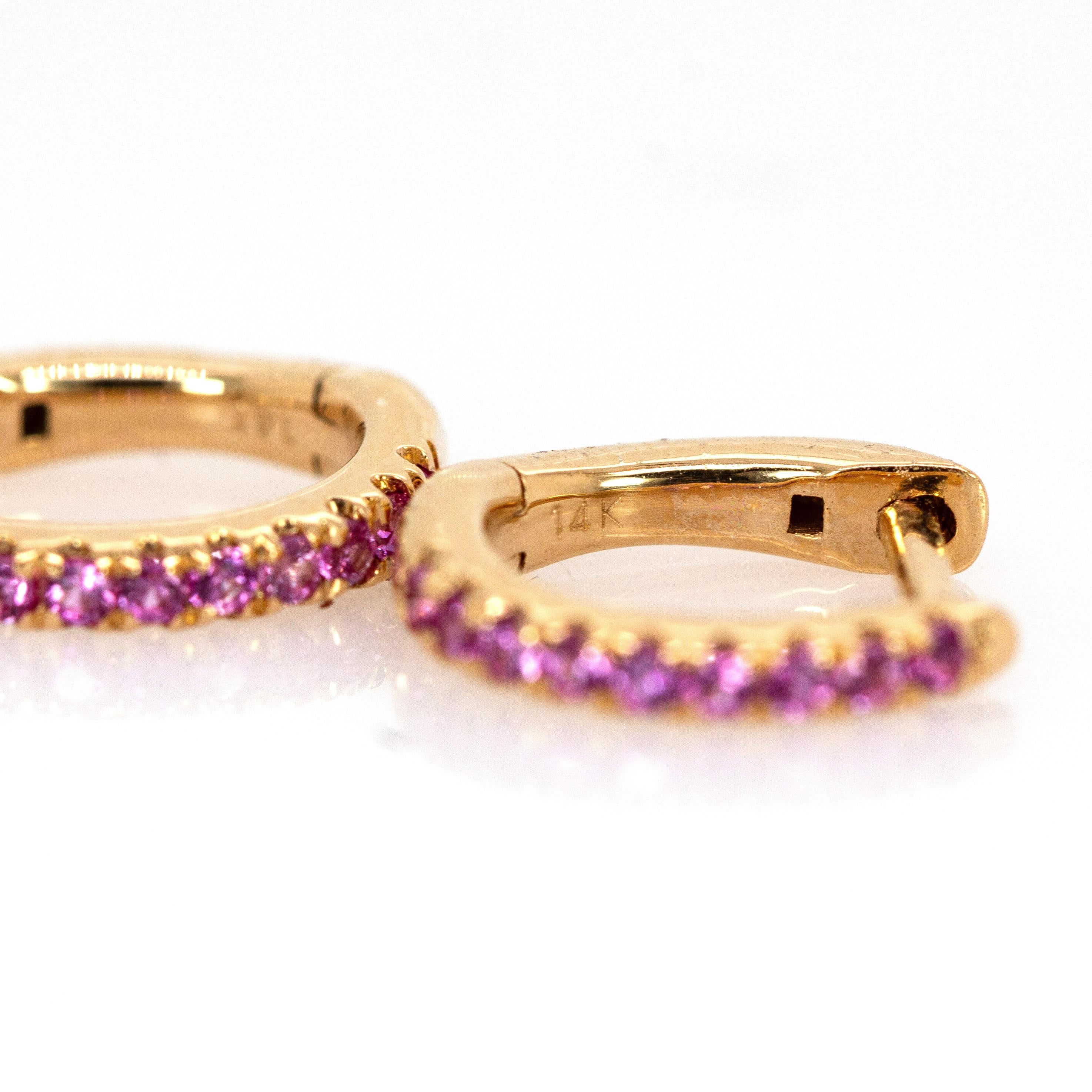 Donna Abbracci in oro 14K con zaffiro rosa di Ceylon  Chiusura posteriore 10 mm in vendita