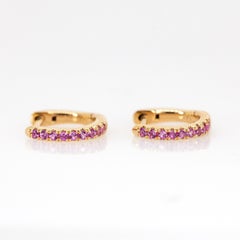 14K Gold Ceylon Pink Sapphire Huggies  Verriegelung hinten 10mm