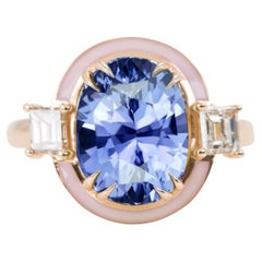 14k Gold CGJ Certified  3.04 Carat Natural Ceylon Sapphire and Diamond Ring