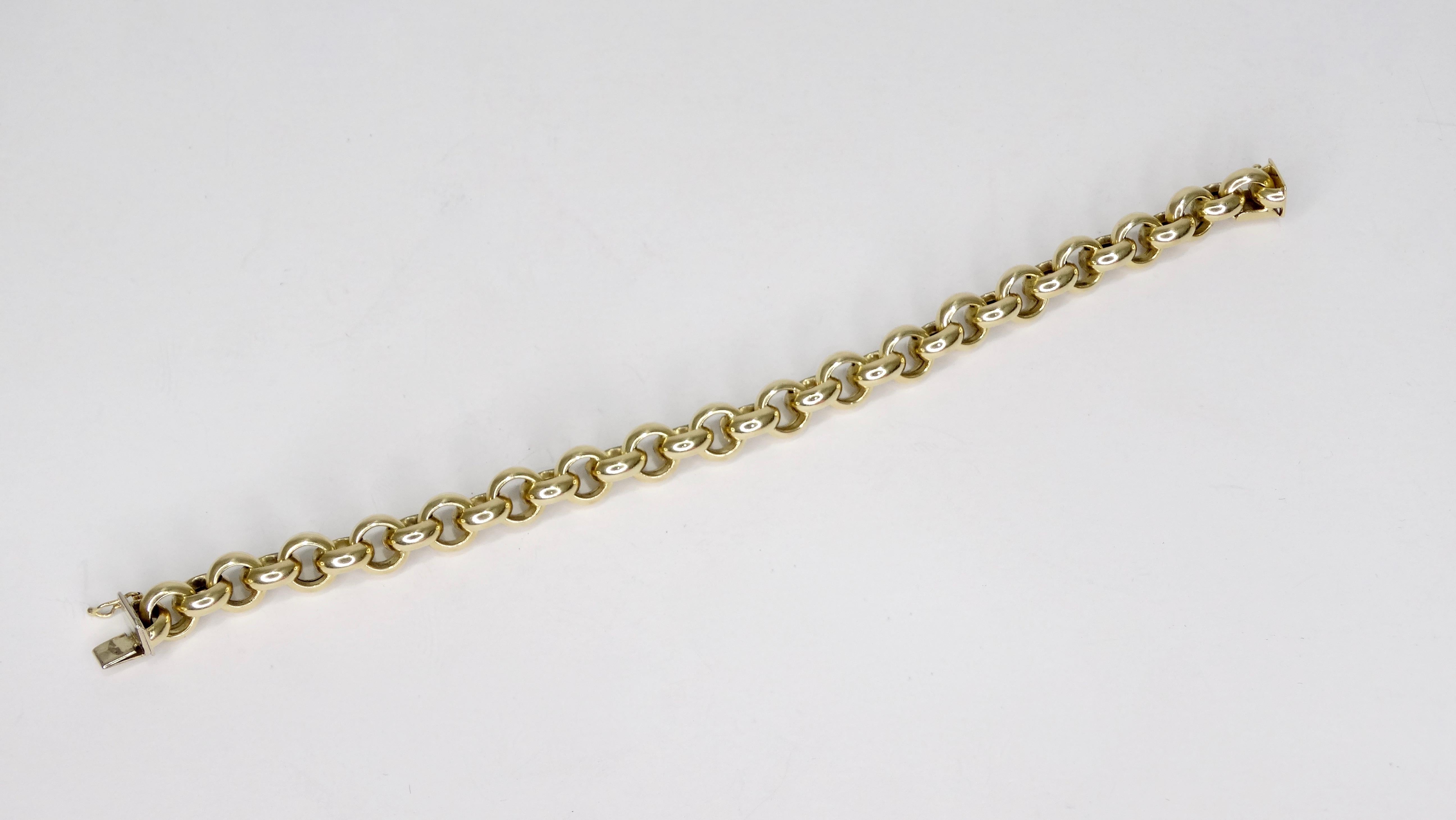 14 Karat Gold Gliederarmband mit Kette  für Damen oder Herren im Angebot