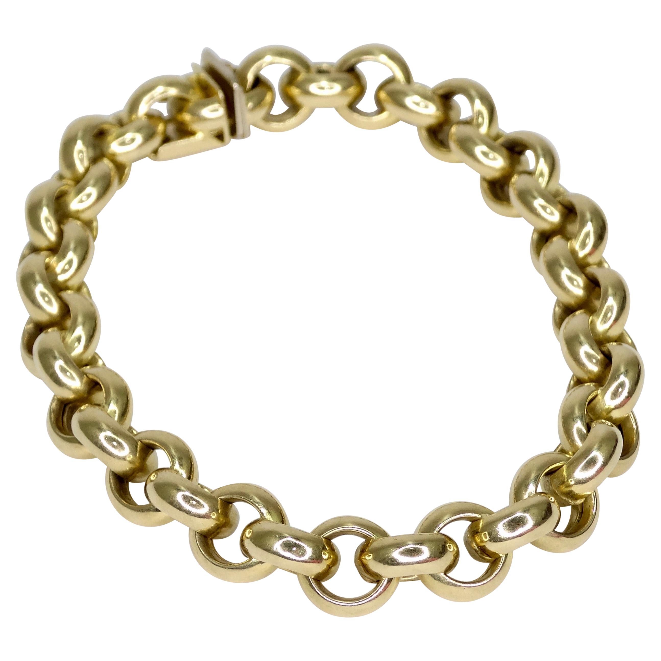 14k Gold Chain Link Bracelet  For Sale
