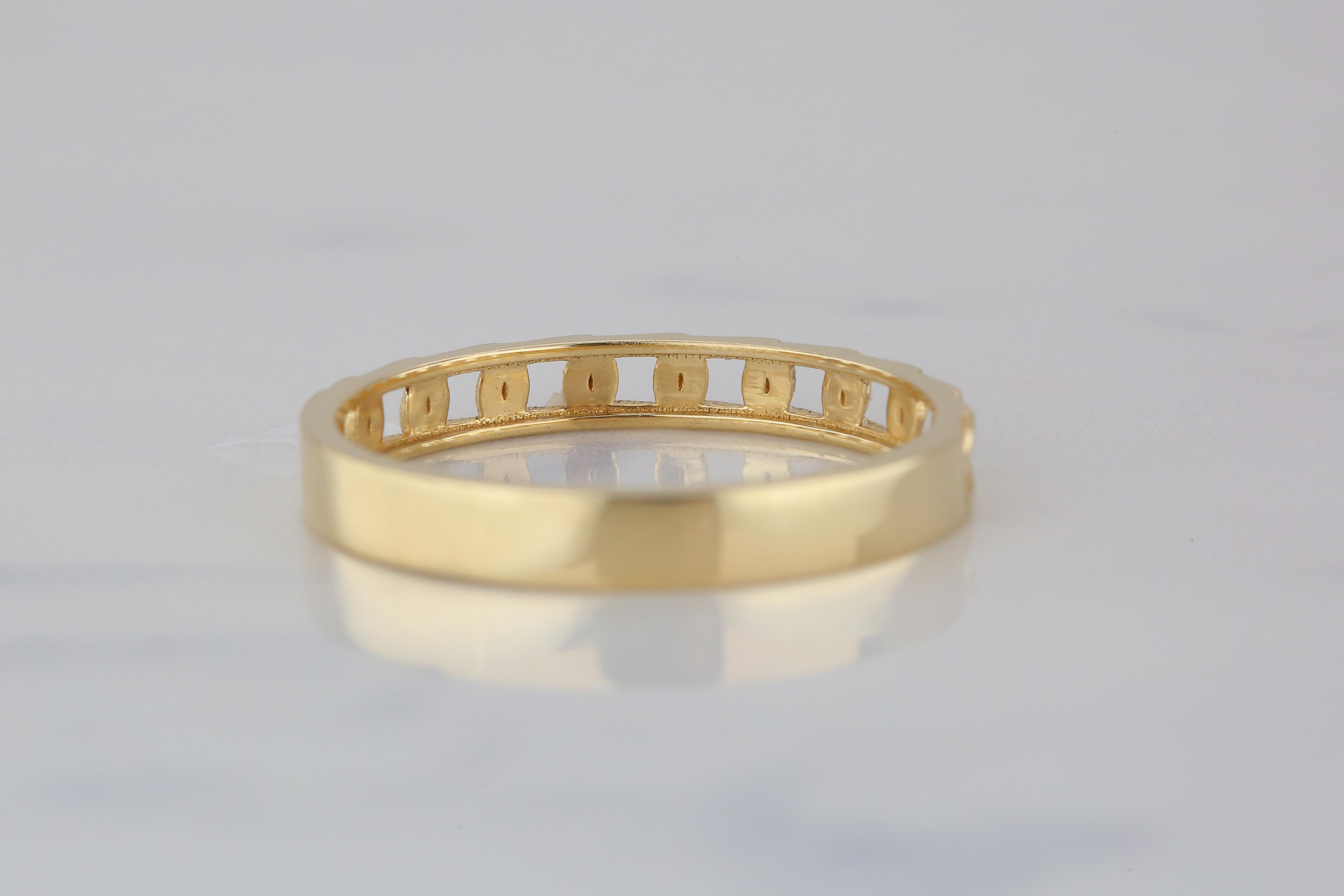 Im Angebot: 14K Goldkette Gliederring, moderner minimalistischer Ring, rosafarbener Ring () 6