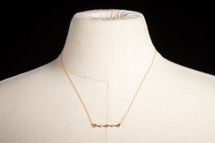14K Gold Chain Necklace with Diamonds and Pink Tourmaline Center, Adjustable