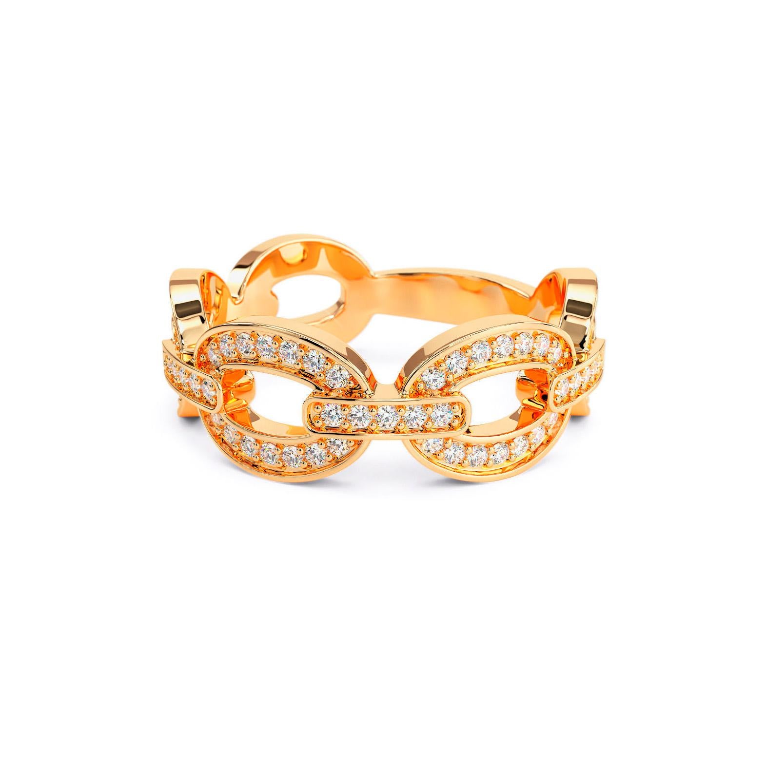 Im Angebot: 14k Gold Kette Ring mit Moissaniten () 2