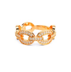 14k gold chain ring with moissanites