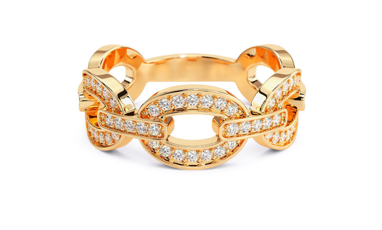 Im Angebot: 14k Gold Kette Ring mit Moissaniten () 3