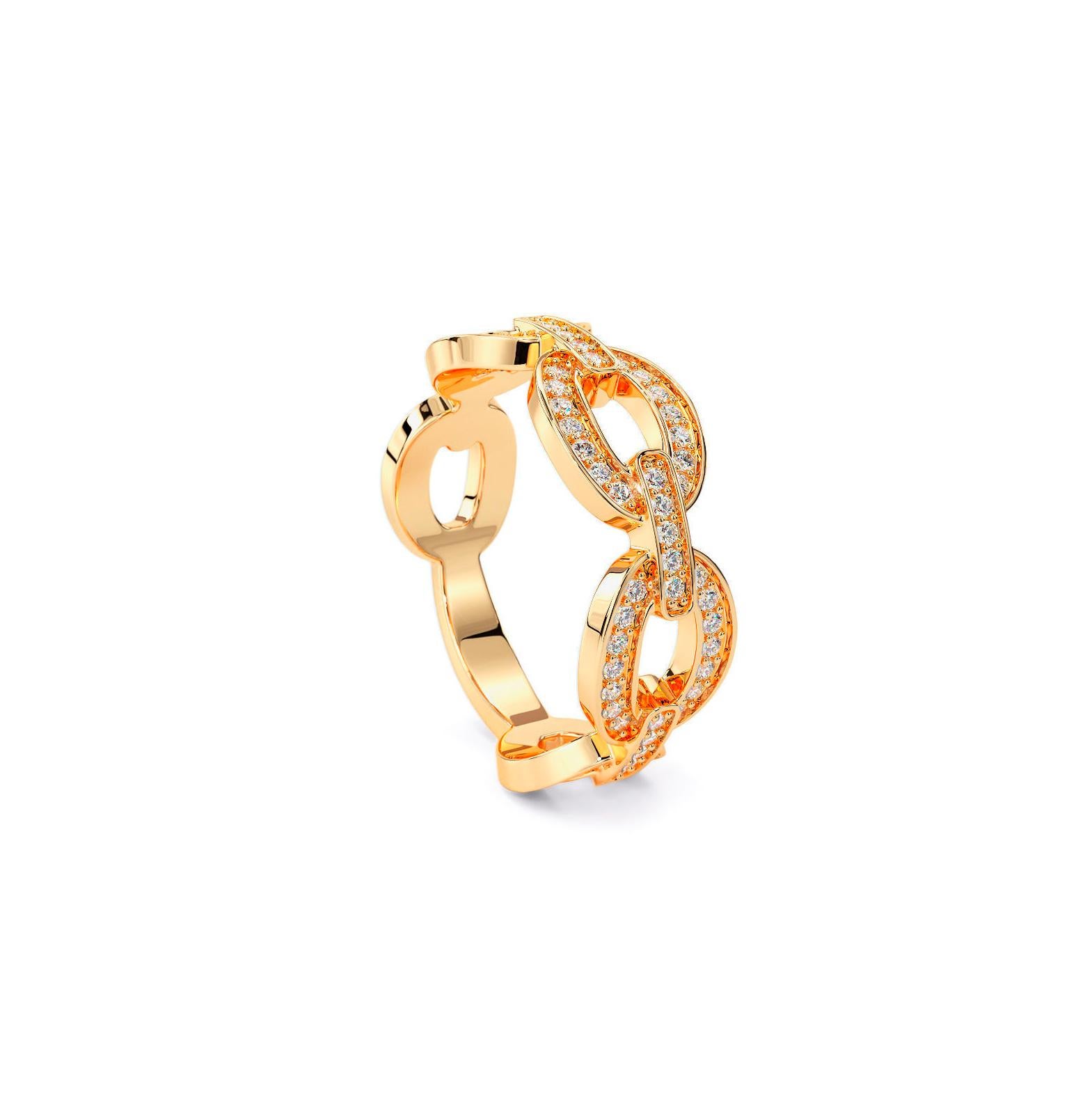 Im Angebot: 14k Gold Kette Ring mit Moissaniten () 4