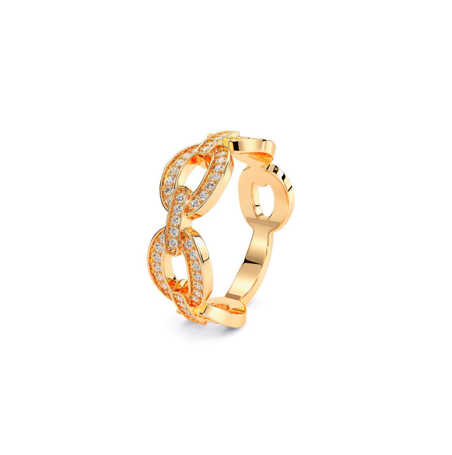 Im Angebot: 14k Gold Kette Ring mit Moissaniten () 5