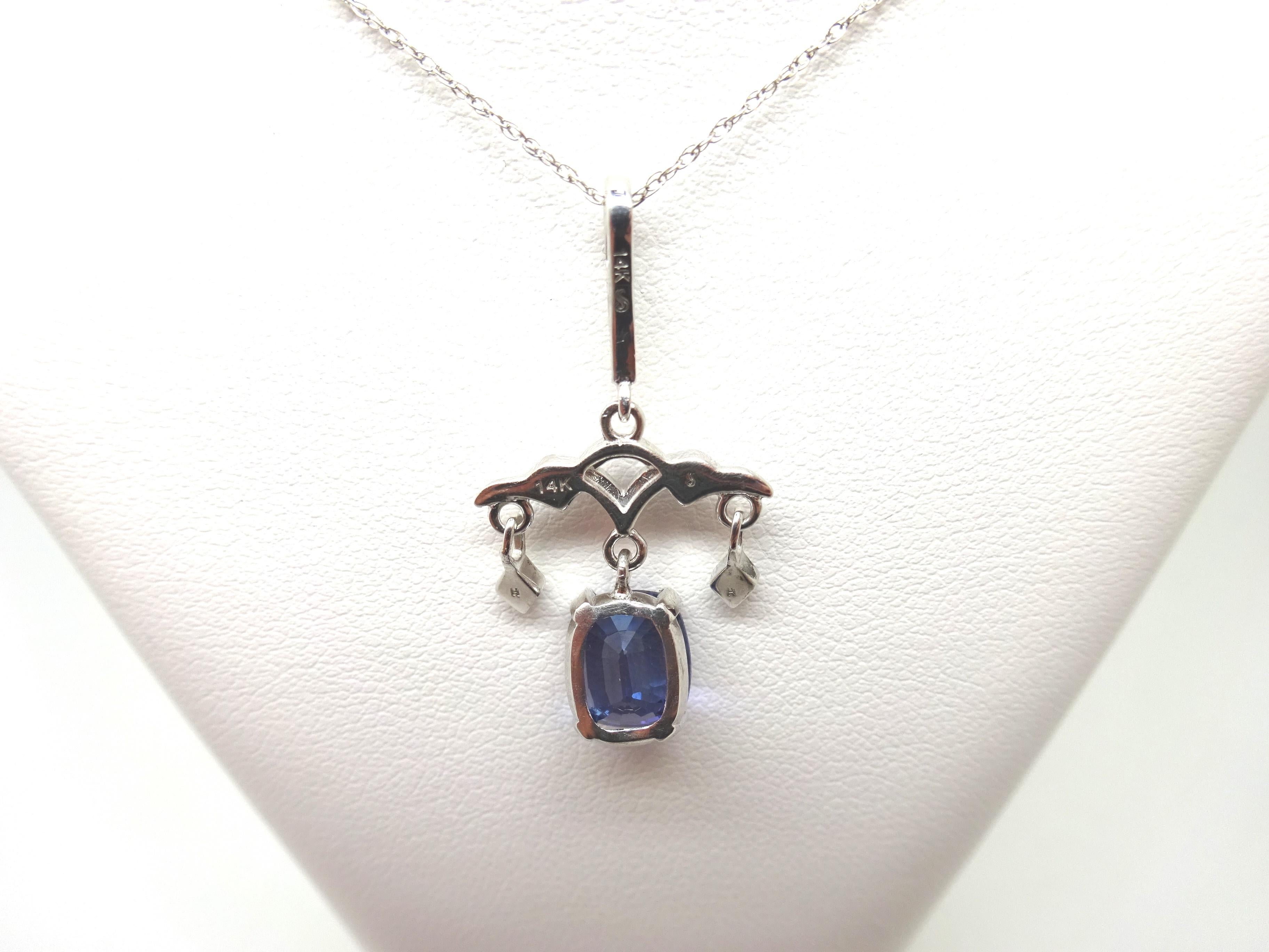 14k Gold Chandelier 2.30ct Genuine Natural Tanzanite Pendant w/Diamonds '#C3757' In Excellent Condition For Sale In Big Bend, WI