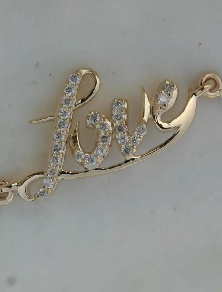 Round Cut 14K Gold Charm Bracelet Jewelry Natural Diamond For Sale