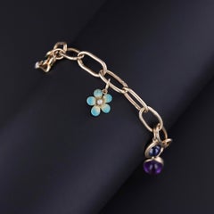 Bracciale Charm in oro 14k con 7 Charme Antiques