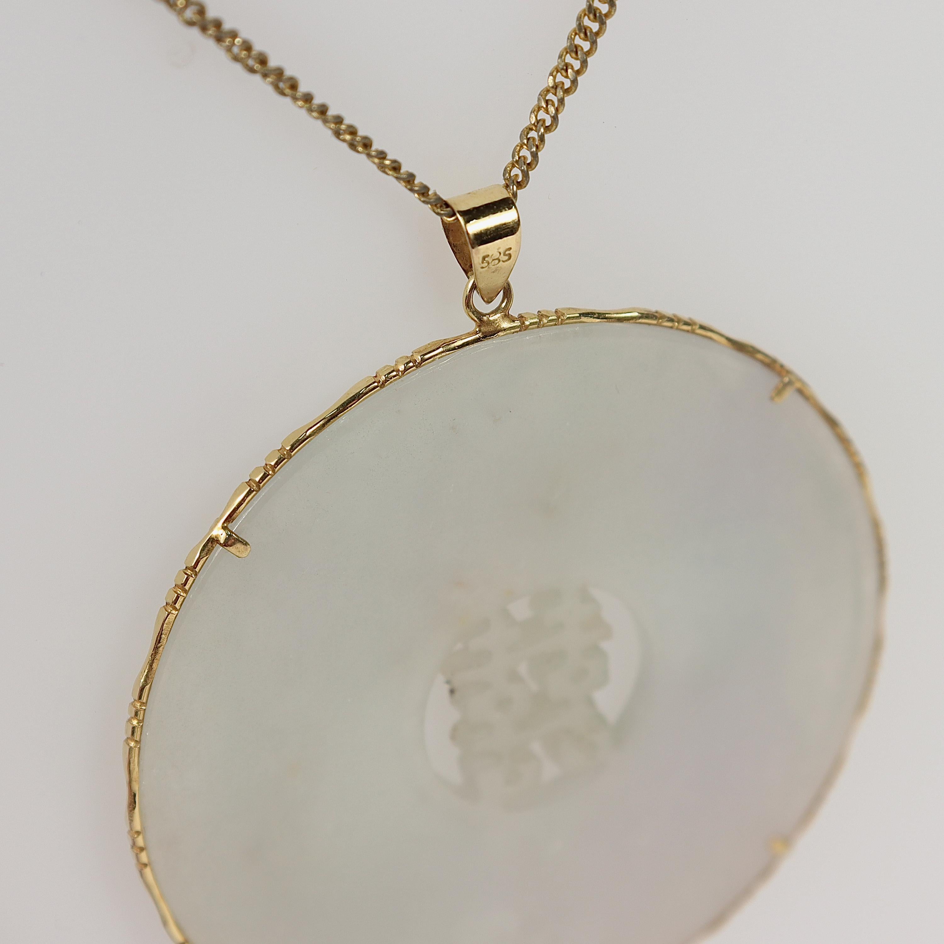 14K Gold & Chinese Celadon Jade Amulet Pendant for a Necklace 4