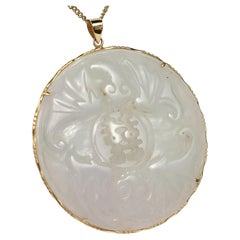 14K Gold & Chinese Celadon Jade Amulet Pendant for a Necklace