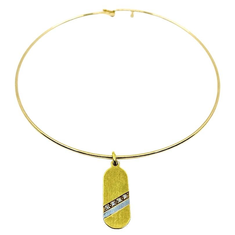 Collana girocollo in oro 14k Ciondolo con diamante in oro 18k In condizioni buone in vendita a Beverly Hills, CA