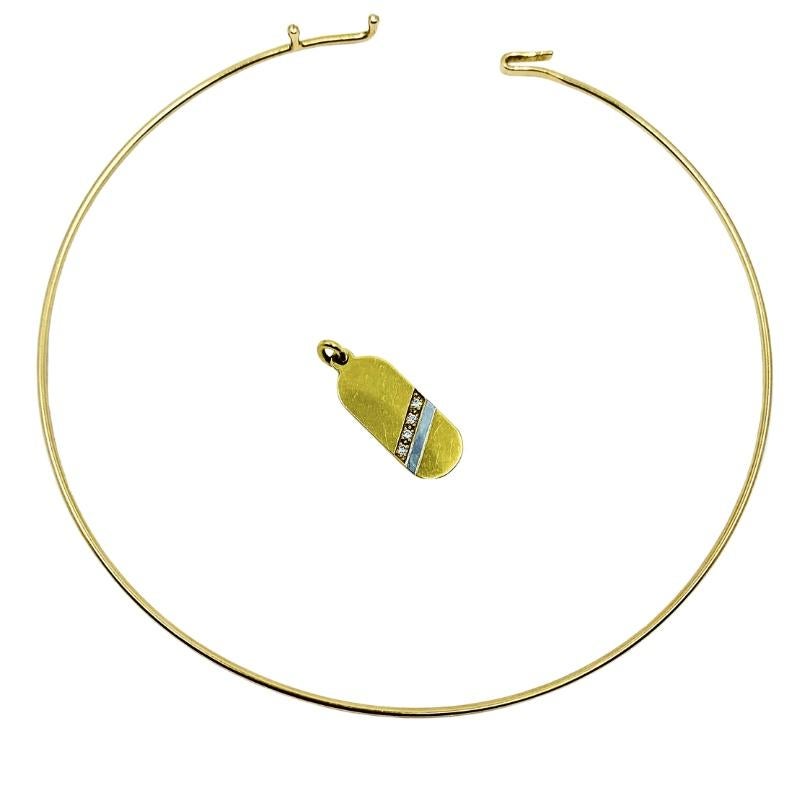 Donna Collana girocollo in oro 14k Ciondolo con diamante in oro 18k in vendita