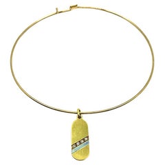 14k Gold Choker-Halskette mit Diamant-Anhänger aus 18k Gold
