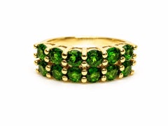 14K Gold Chrome Tourmaline Band 1.20 Ct Chrome Tourmaline Band Two Row Band