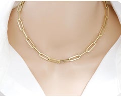 14K Gold Chunky Paperclip Chain Necklace 10 grams