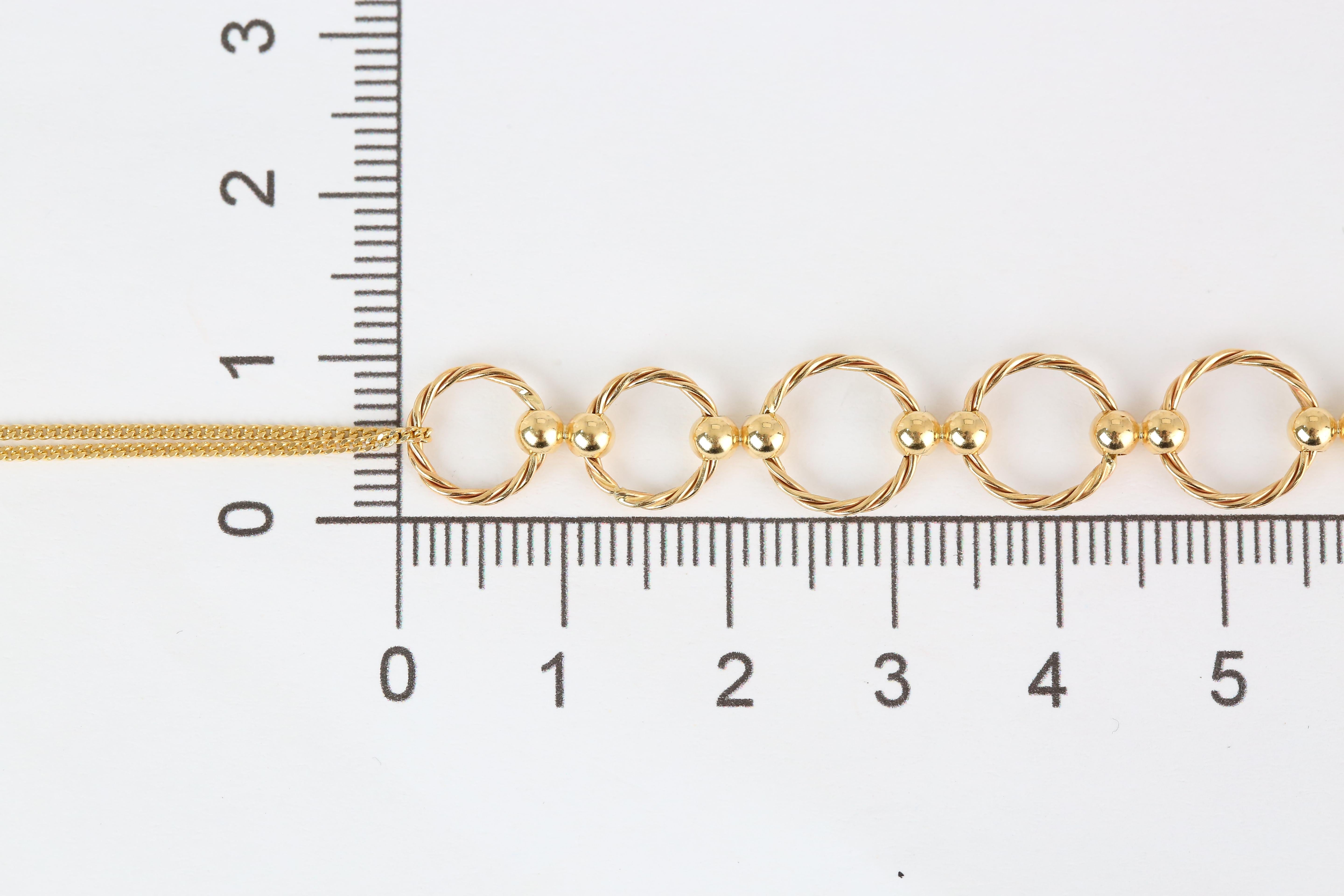 14K Gold Circle by Circle Charm Dainty Chain Bracelet For Sale 4