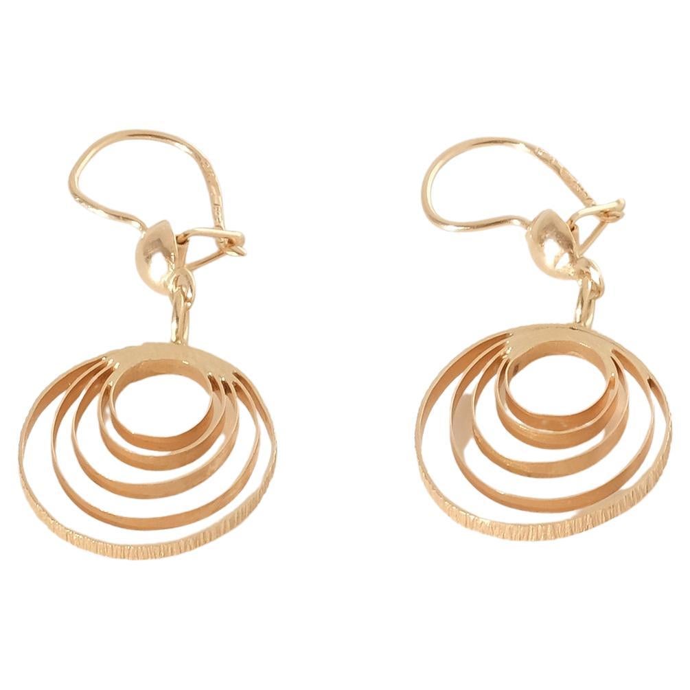 14k Gold Circle Earrings by Einari Ailio Made Year 1975