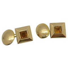 14k Gold Citrine Cufflinks