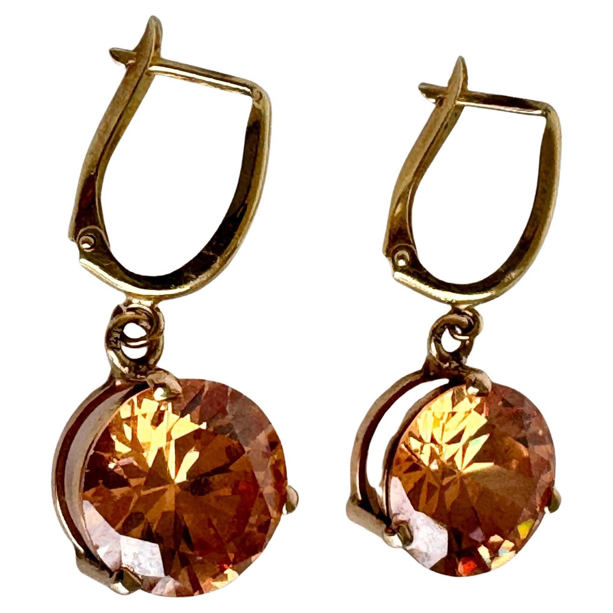 14K Gold Citrine Dangle Earrings