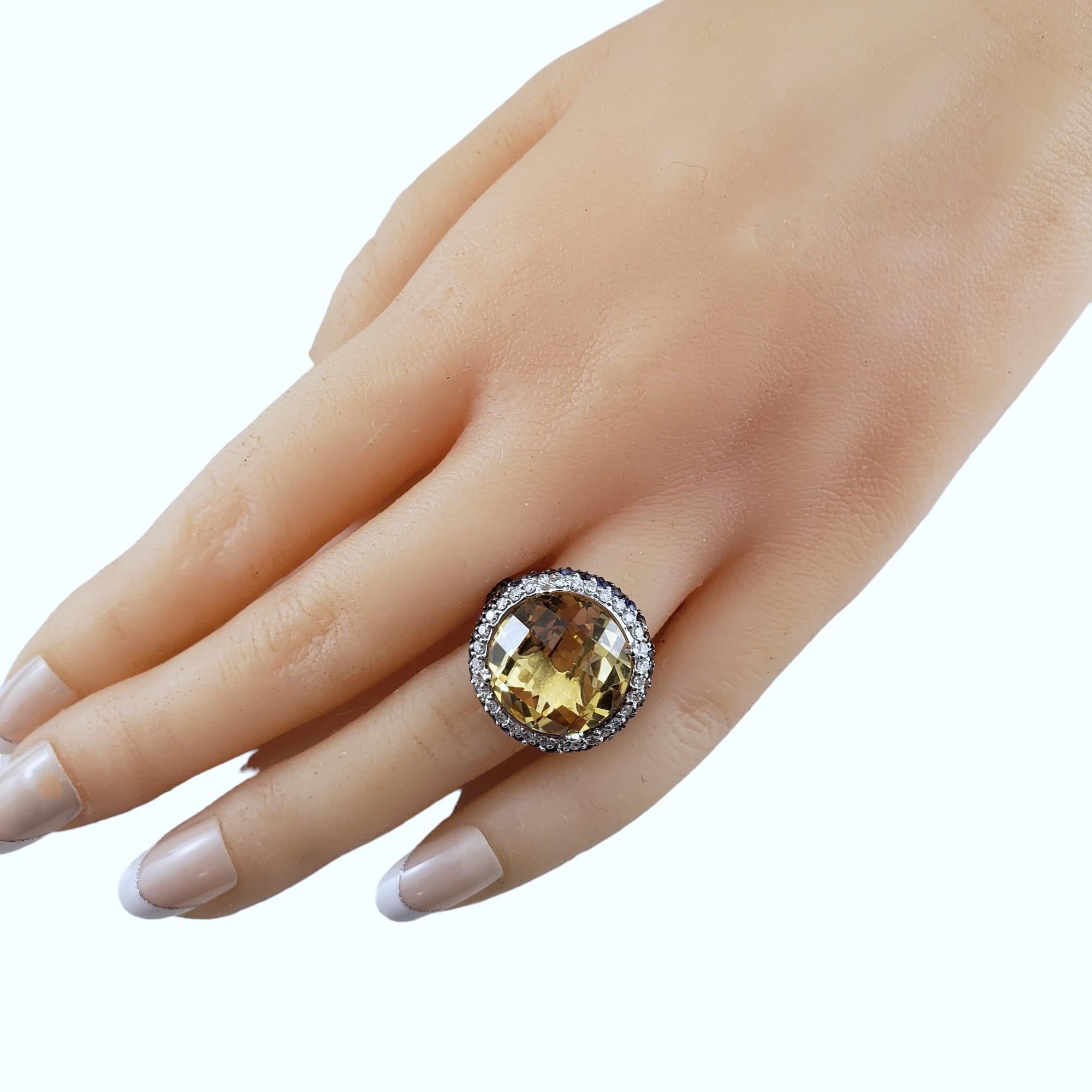 14K Gold Citrine, Diamond, Sapphire Ring Size 7.25 #16339 For Sale 1