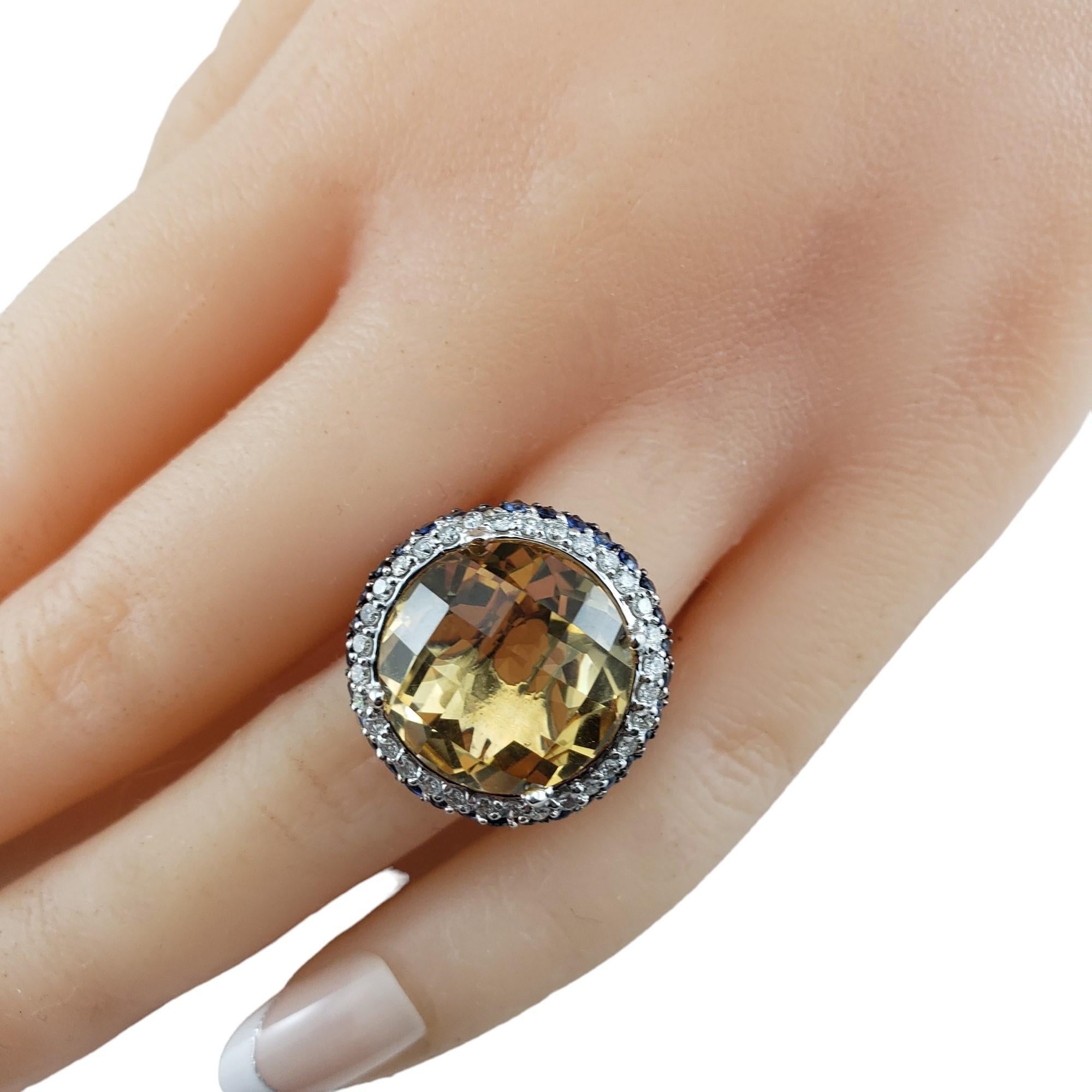 14K Gold Citrine, Diamond, Sapphire Ring Size 7.25 #16339 For Sale 2