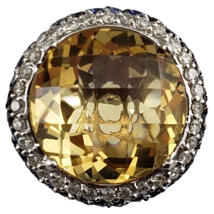 14K Gold Citrine, Diamond, Sapphire Ring Size 7.25 #16339 For Sale