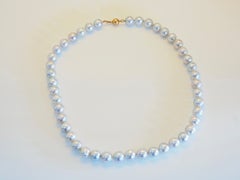 14K Gold Clasp Av. 9mm Metallic Grey Sea Pearl Necklace, 17 inches
