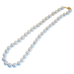 14K Gold Clasp Av. 9mm Metallic Grey Sea Pearl Necklace, 17 inches