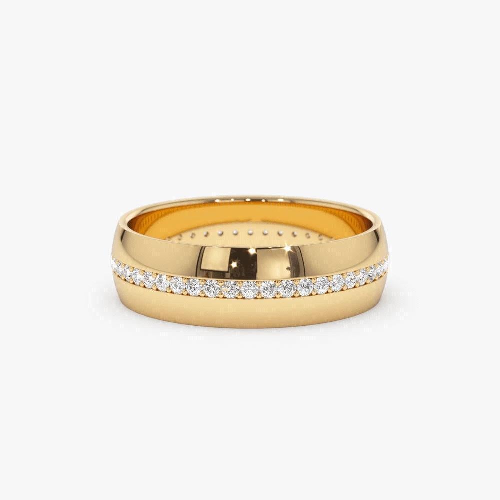 For Sale:  Round Diamond Eternity Band 14K Yellow Gold Domed Ring 5