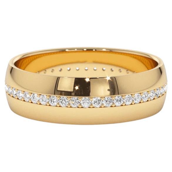Round Diamond Eternity Band 14K Yellow Gold Domed Ring