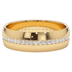 Round Diamond Eternity Band 14K Yellow Gold Domed Ring
