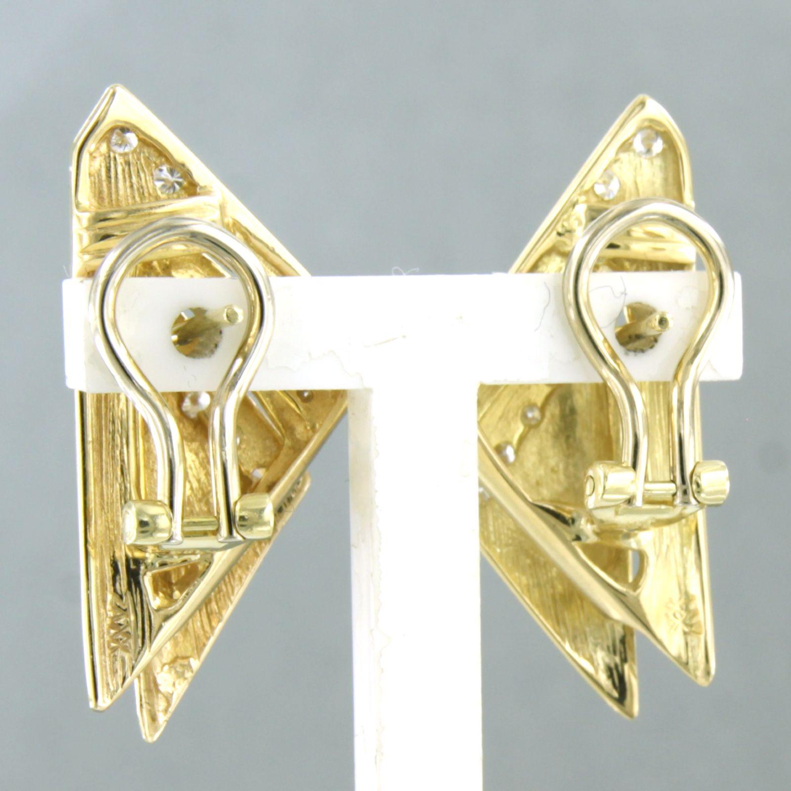 Taille brillant Boucles d'oreilles clips en or 14k avec diamants taille brillant jusqu'à 0,35ct 8,0 grammes en vente