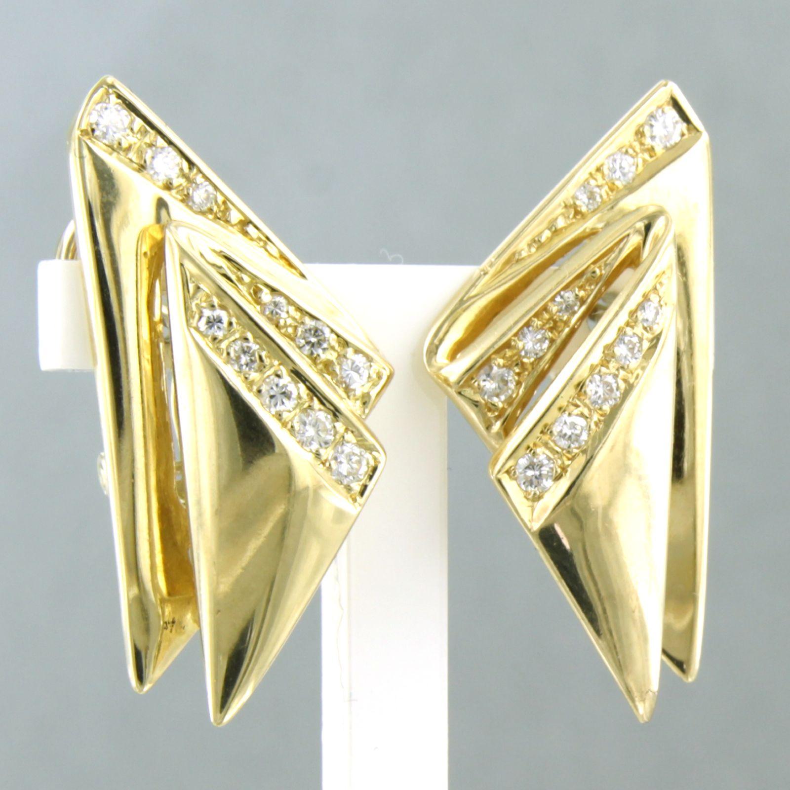 Boucles d'oreilles clips en or 14k avec diamants taille brillant jusqu'à 0,35ct 8,0 grammes Pour femmes en vente