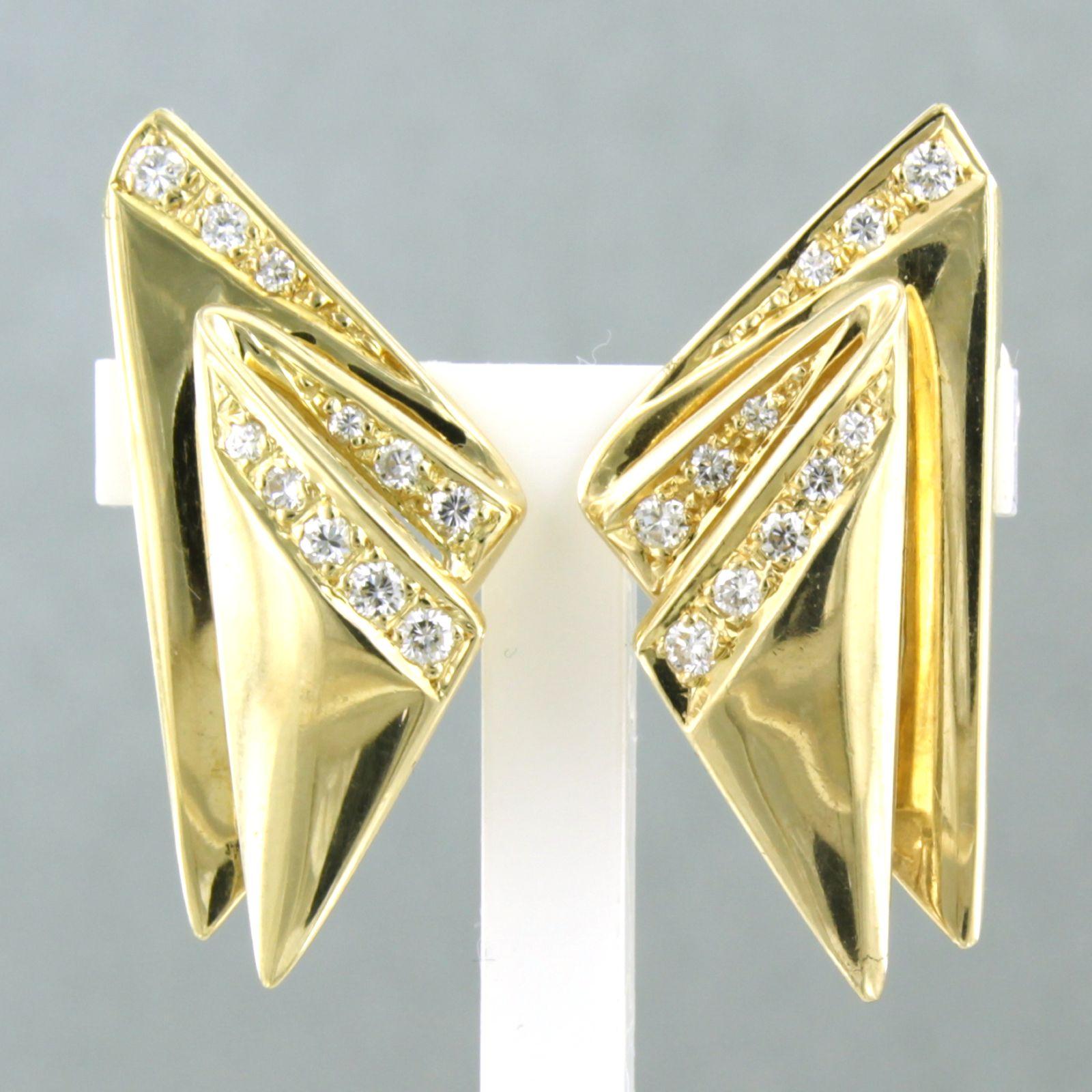 Boucles d'oreilles clips en or 14k avec diamants taille brillant jusqu'à 0,35ct 8,0 grammes en vente 1