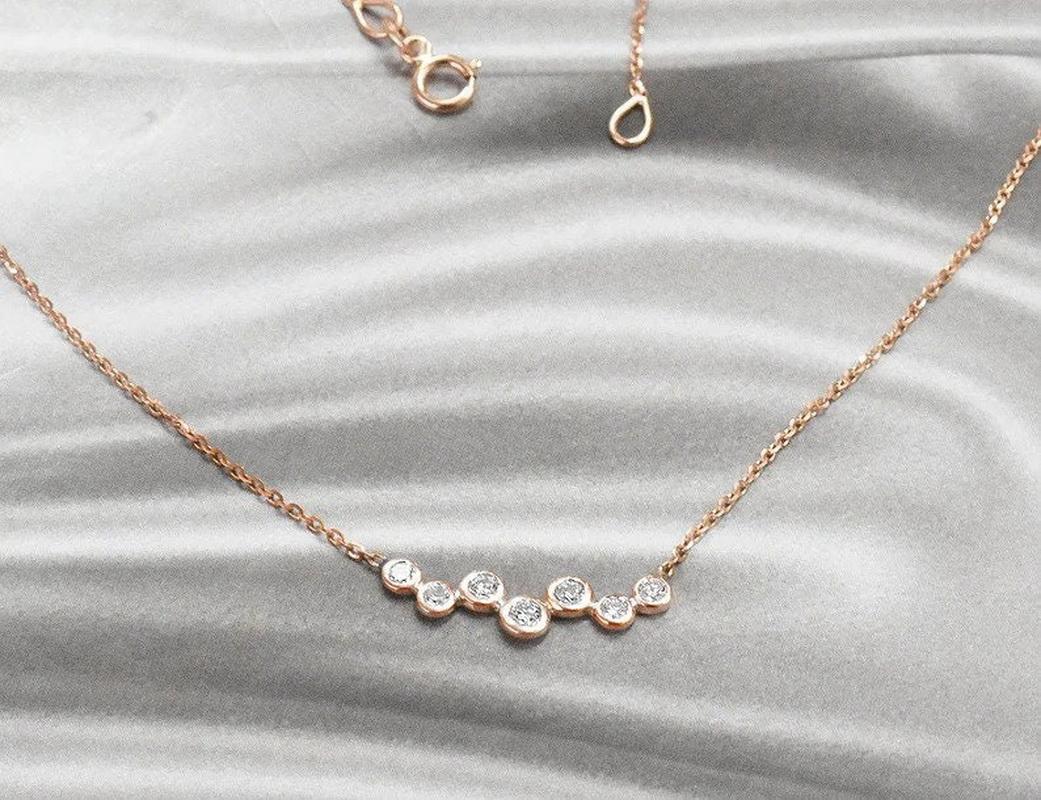 Women's or Men's 14k Gold Cluster Diamond Necklace Floating Diamond Necklace For Sale
