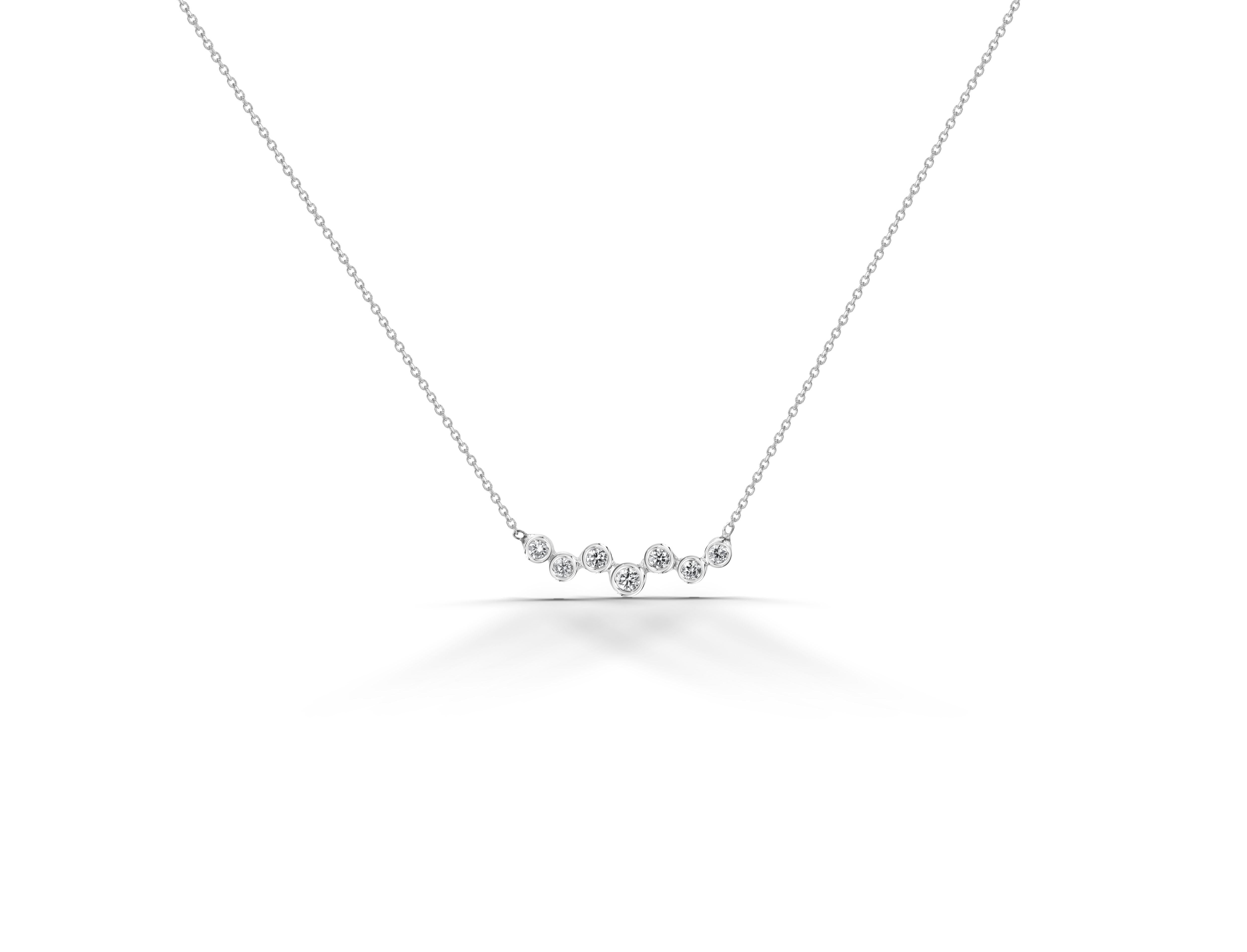14k Gold Cluster Diamond Necklace Floating Diamond Necklace For Sale
