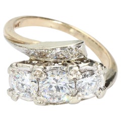 14k Gold Cocktail Ring with 0.6ct Diamond and White Gold Accents