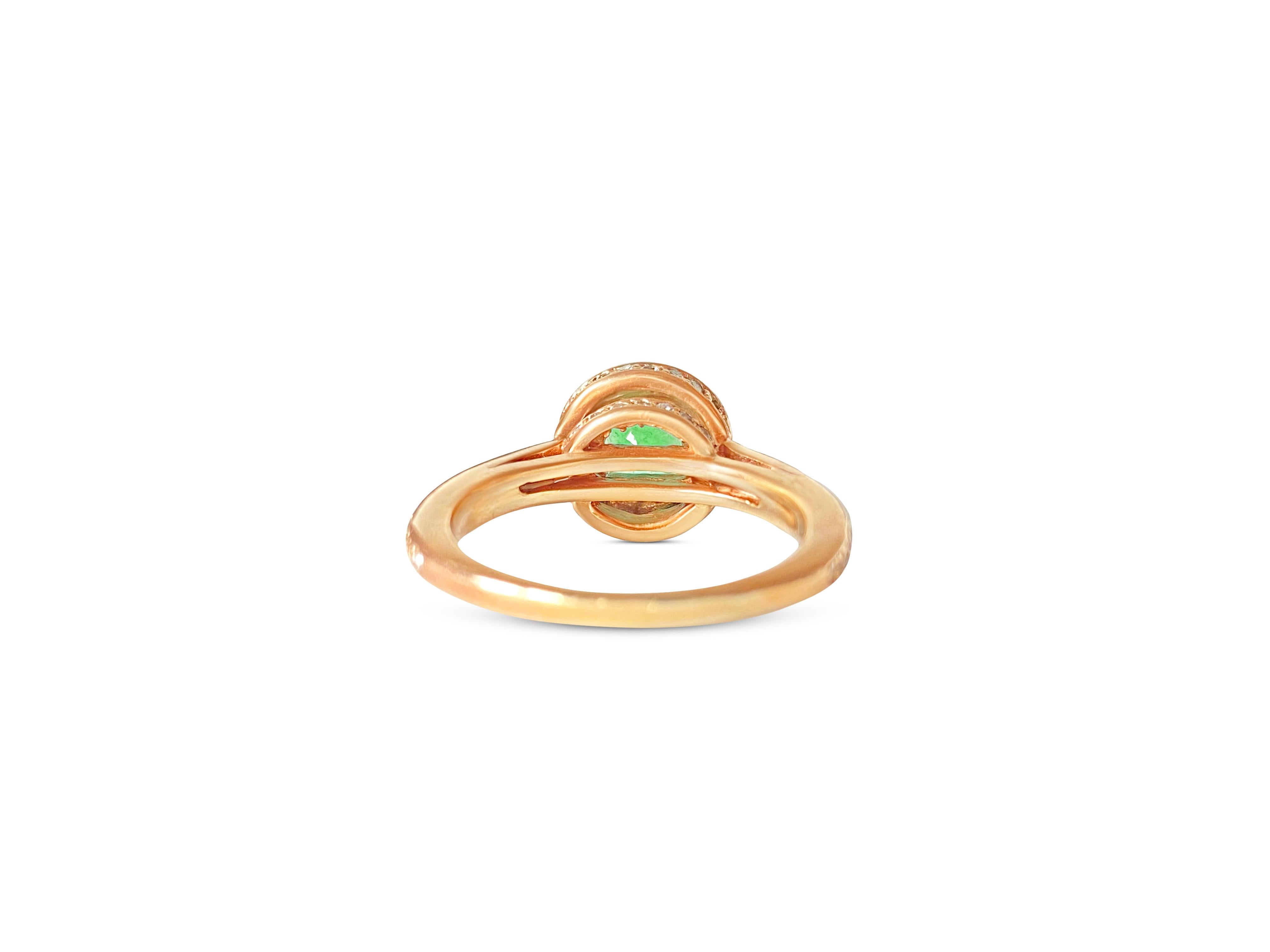 14k Gold Colombian Emerald And Diamond Engagement Ring For Sale 1